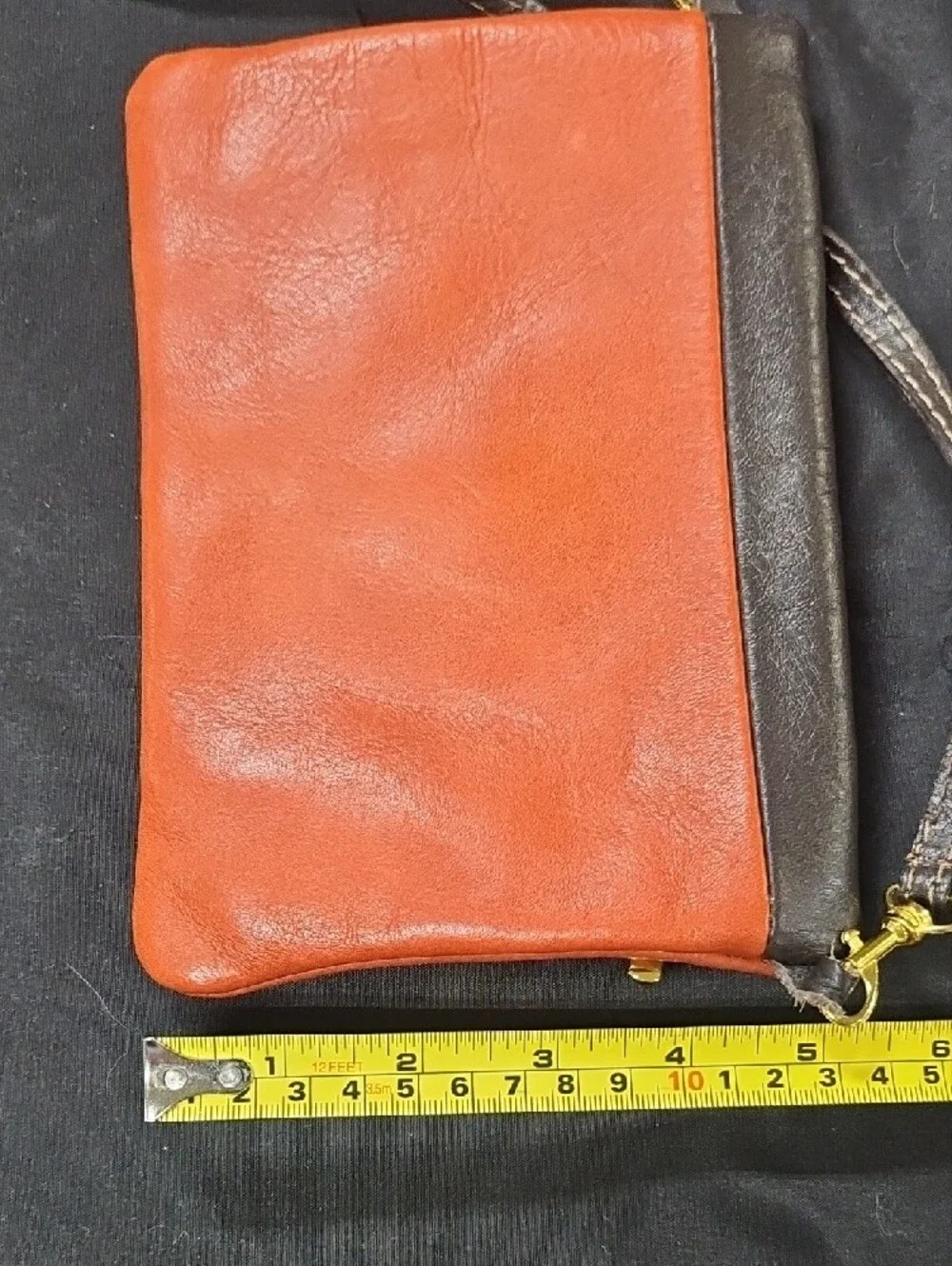 Vera Pelle Two-Tone Leather Crossbody in Brown and Rust
